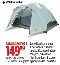 Canadian Tire 4-Person Illuminate Tent. 3-season offer