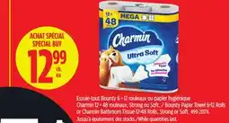 Canadian Tire Bounty Paper Towel 6=12 Rolls or Charmin Bathroom Tissue 12=48 Rolls, Strong or Soft offer