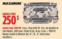 Canadian Tire MAXIMUM Master Socket & Wrench Set. ¼, ⅜, ½ drive sizes offer