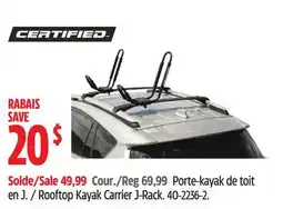 Canadian Tire CERTIFIED Rooftop Kayak Carrier J-Rack offer