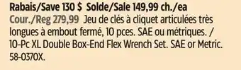 Canadian Tire MAXIMUM 10-Pc XL Double Box-End Flex Wrench Set offer