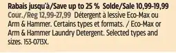 Canadian Tire Eco-Max or Arm & Hammer Laundry Detergent offer
