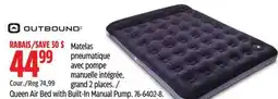 Canadian Tire Outbound Queen Air Bed with Built-In Manual Pump offer
