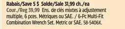 Canadian Tire MASTERCRAFT 6-Pc Multi-Fit Combination Wrench Set offer