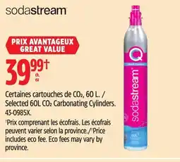 Canadian Tire SodaStream Selected 60L CO2 Carbonating Cylinders offer