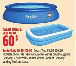 Canadian Tire Funsicle Selected Summer Waves Pools or Bestway Wading Pool offer