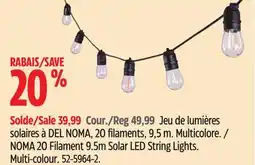 Canadian Tire NOMA 20 Filament 9.5m Solar LED String Lights. Multi-colour offer