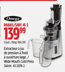 Canadian Tire Omega Wide-Mouth Cold Press Juicer offer