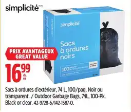 Canadian Tire Outdoor Garbage Bags, 74L, 100-Pk. Black or clear offer