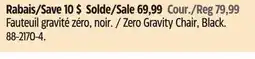 Canadian Tire Zero Gravity Chair, Black offer