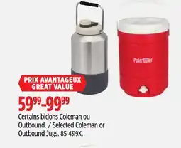 Canadian Tire Selected Coleman or Outbound Jugs offer