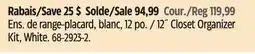 Canadian Tire 12˝ Closet Organizer Kit, White offer