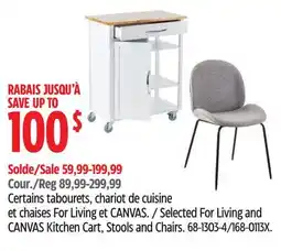 Canadian Tire Selected For Living and CANVAS Kitchen Cart, Stools and Chairs offer