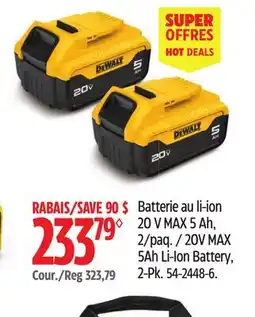 Canadian Tire DEWALT 20V MAX 5Ah Li-Ion Battery, 2-Pk offer