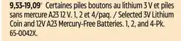 Canadian Tire Energizer Selected 3V Lithium Coin and 12V A23 Mercury-Free Batteries. 1, 2, and 4-Pk offer