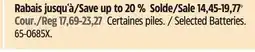 Canadian Tire Selected Energizer Batteries offer