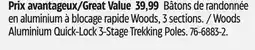 Canadian Tire Woods Aluminium Quick-Lock 3-Stage Trekking Poles offer