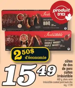 Marché Richelieu CÔTES DE DOS DE PORC CUITES IRRÉSISTIBLE | IRRÉSISTIBLE COOKED PORK BACK RIBS offer