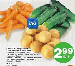 Marches Tradition NANTES CARROTS, CUCUMBERS OR SMALL YELLOW, RED OR WHITE POTATOES offer