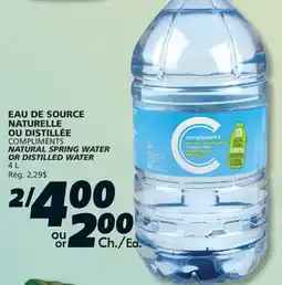 IGA COMPLIMENTS NATURAL SPRING WATER OR DISTILLED WATER offer