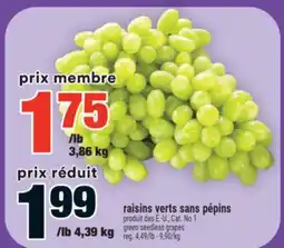 Super C raisins verts sans pépins | green seedless grapes offer