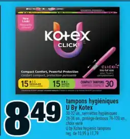 Super C tampons hygiéniques UByKotex | U by Kotex hygienic tampons offer
