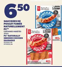 Provigo SAUCISSES DE POULET FUMÉE NATURELLEMENT PC, 375 G | PC NATURALLY SMOKED CHICKEN SAUSAGES offer