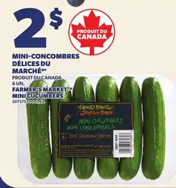 Provigo MINI-CONCOMBRES DÉLICES DU MARCHÉ, 6 UN. | FARMER'S MARKET MINI CUCUMBERS offer