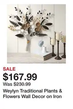 Wayfair Weylyn Traditional Plants & Flowers Wall Decor on Iron offer