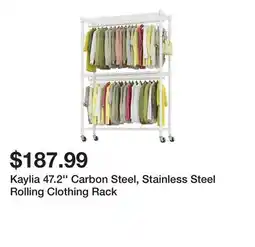 Wayfair Kaylia 47.2'' Carbon Steel, Stainless Steel Rolling Clothing Rack offer