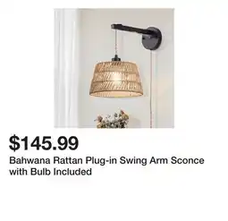Wayfair Bahwana Rattan Plug-in Swing Arm Sconce with Bulb Included offer