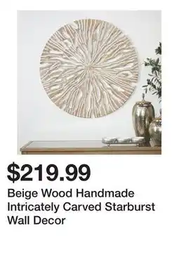Wayfair Beige Wood Handmade Intricately Carved Starburst Wall Decor offer