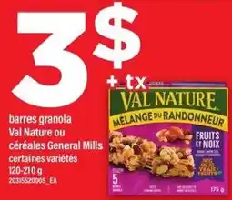Maxi barres granola Val Nature ou céréales General Mills offer
