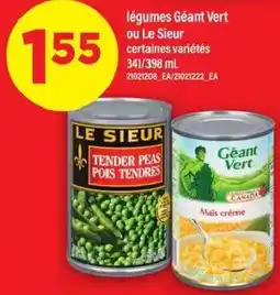 Maxi légumes Géant Vert ou Le Sieur offer