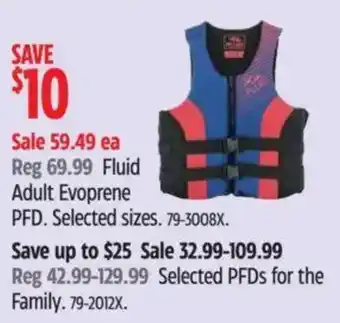 Canadian Tire Fluid Adult Evoprene PFD offer