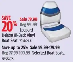 Canadian Tire Leopard Deluxe Hi-Back Vinyl Boat Seat offer