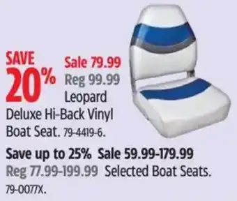 Canadian Tire Leopard Deluxe Hi-Back Vinyl Boat Seat offer