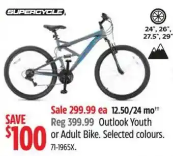 Canadian Tire SUPERCYCLE Outlook Youth or Adult Bike offer