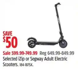 Canadian Tire Selected iZip or Segway Adult Electric Scooters offer