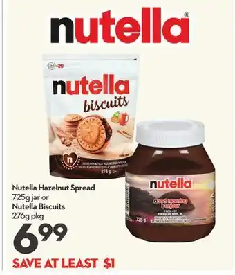 Longo's Nutella Hazelnut Spread 725g jar or Nutella Biscuits 270g pkg offer