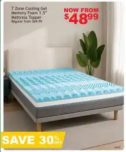 Oxford Mills 7 Zone Cooling Gel Memory Foam 1.5 Mattress Topper offer