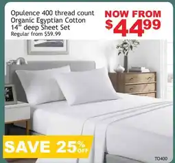 Oxford Mills Opulence 400 thread count Organic Egyptian Cotton 14 deep Sheet Set offer