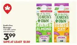 Longo's Earth's Own Beverages offer