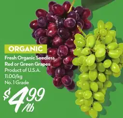 Longo's Fresh Organic Seedless Red or Green Grapes offer