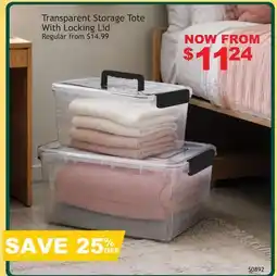 Oxford Mills Transparent Storage Tote With Locking Lid offer
