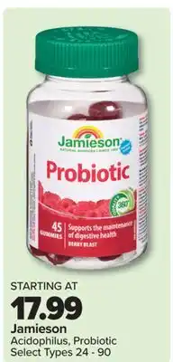 PharmaChoice Jamieson Acidophilus, Probiotic Select Types 24 - 90 offer