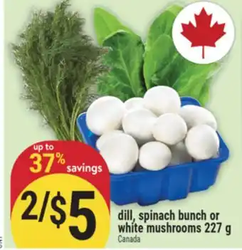 Marché Adonis DILL, SPINACH BUNCH OR WHITE MUSHROOMS offer