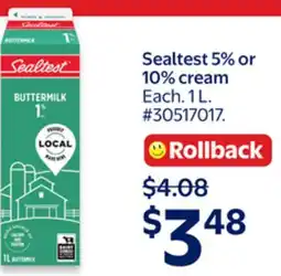 Walmart Sealtest 5% or 10% cream offer
