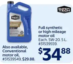Walmart Full synthetic or high mileage motor oil offer
