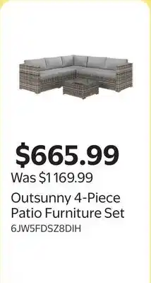 Walmart Outsunny 4-Piece Patio Furniture Set offer